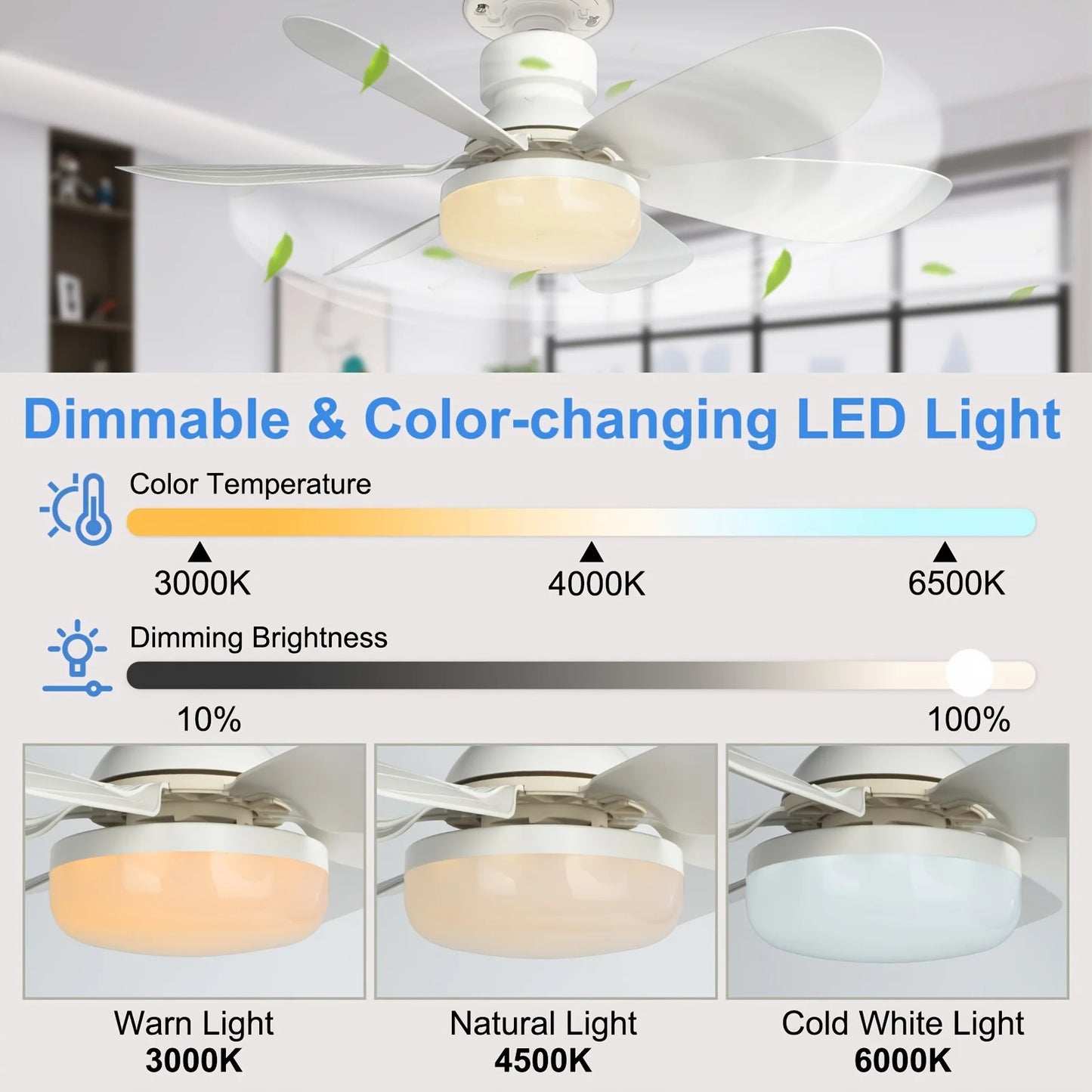 Compact 20.5" Remote-Controlled Socket Fan Light with LED - Perfect for Kitchen, Bedroom, and Small Rooms!