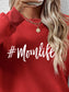 NicholesGifts Women Letter Graphic Mom Life Round Neck Sweatshirt nicholesgifts