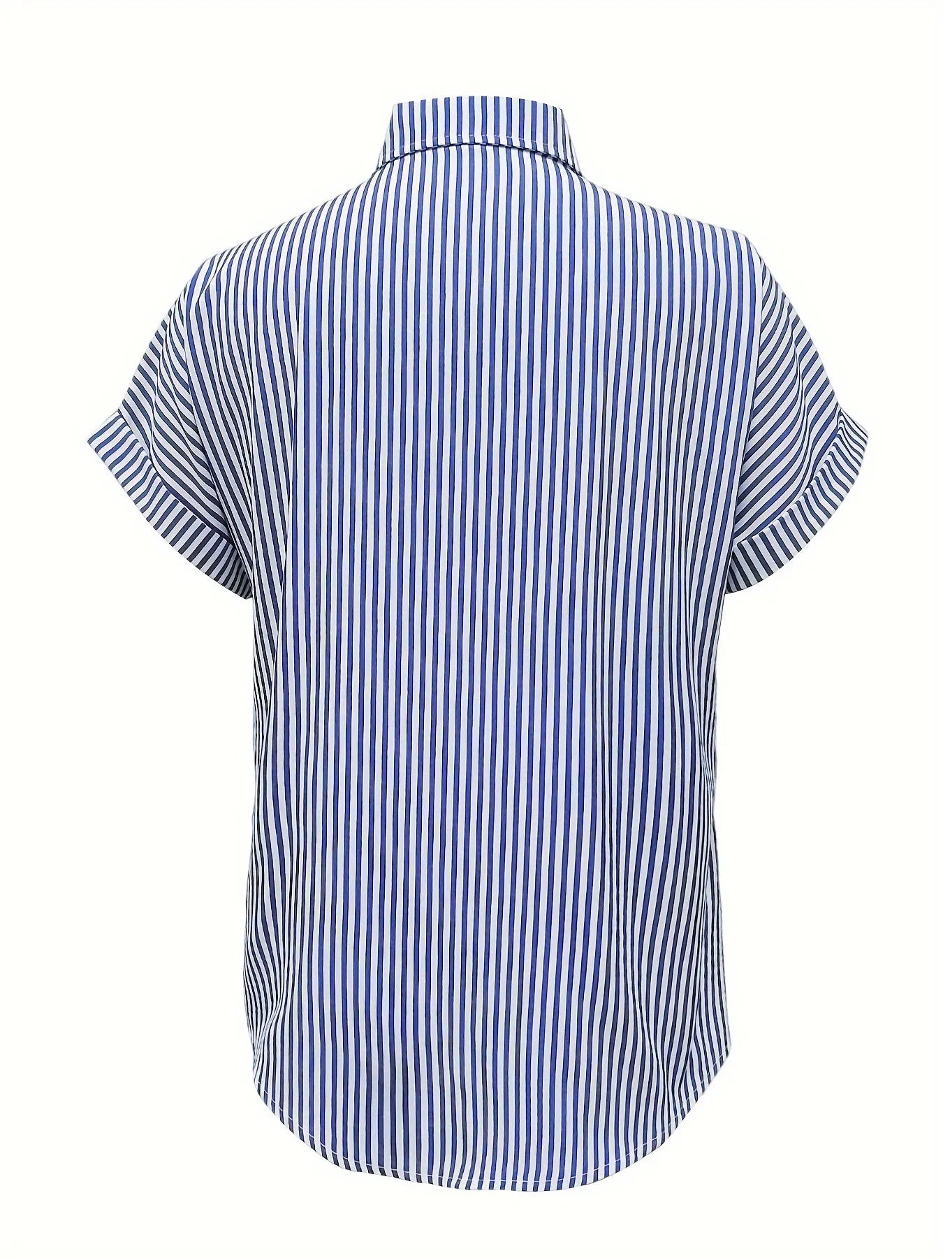 Full Size Striped Button-Up Casual Shirt with Pocket Plus Size nicholesgifts