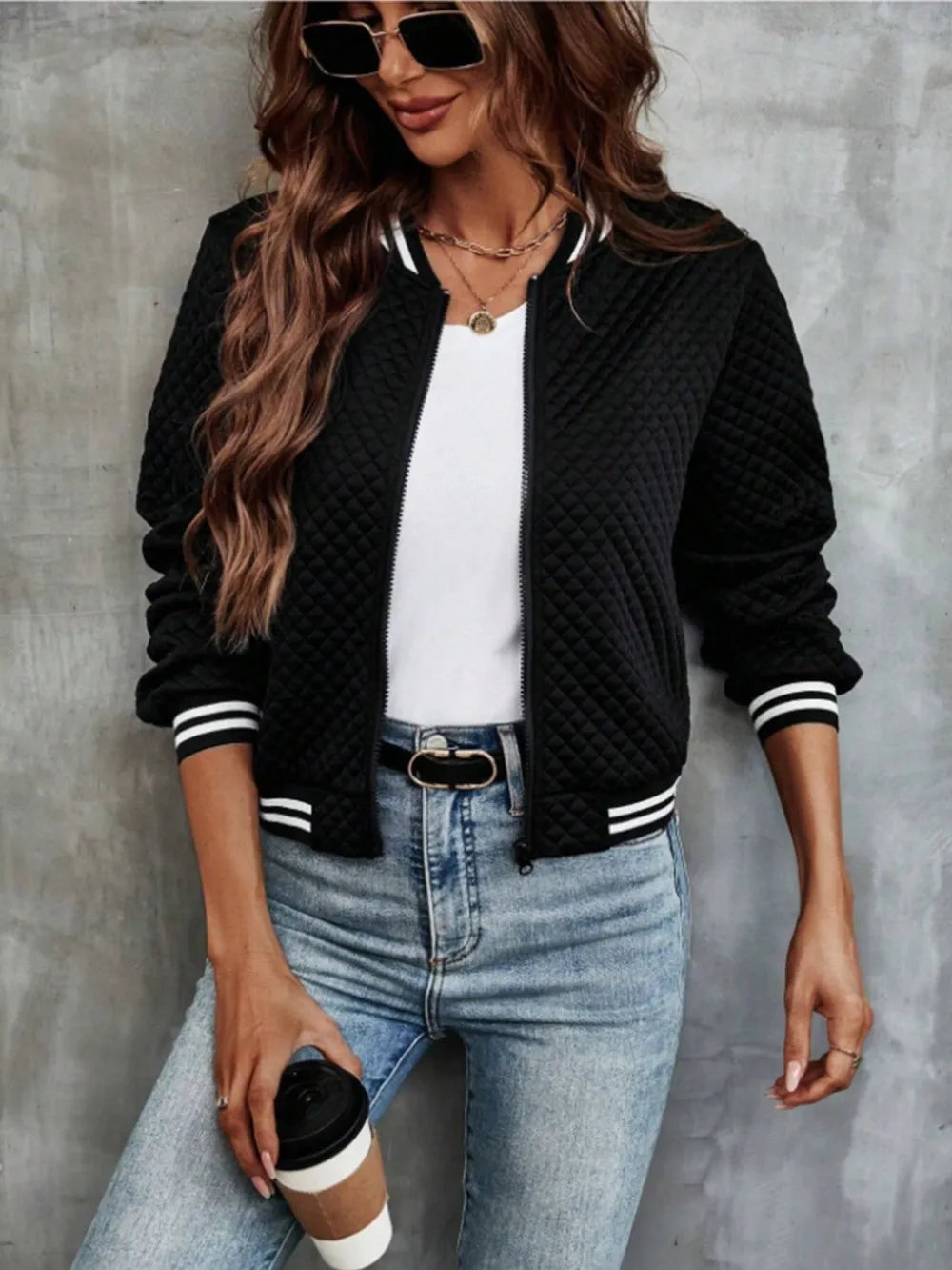 Zip Up Long Sleeve Jacket nicholesgifts