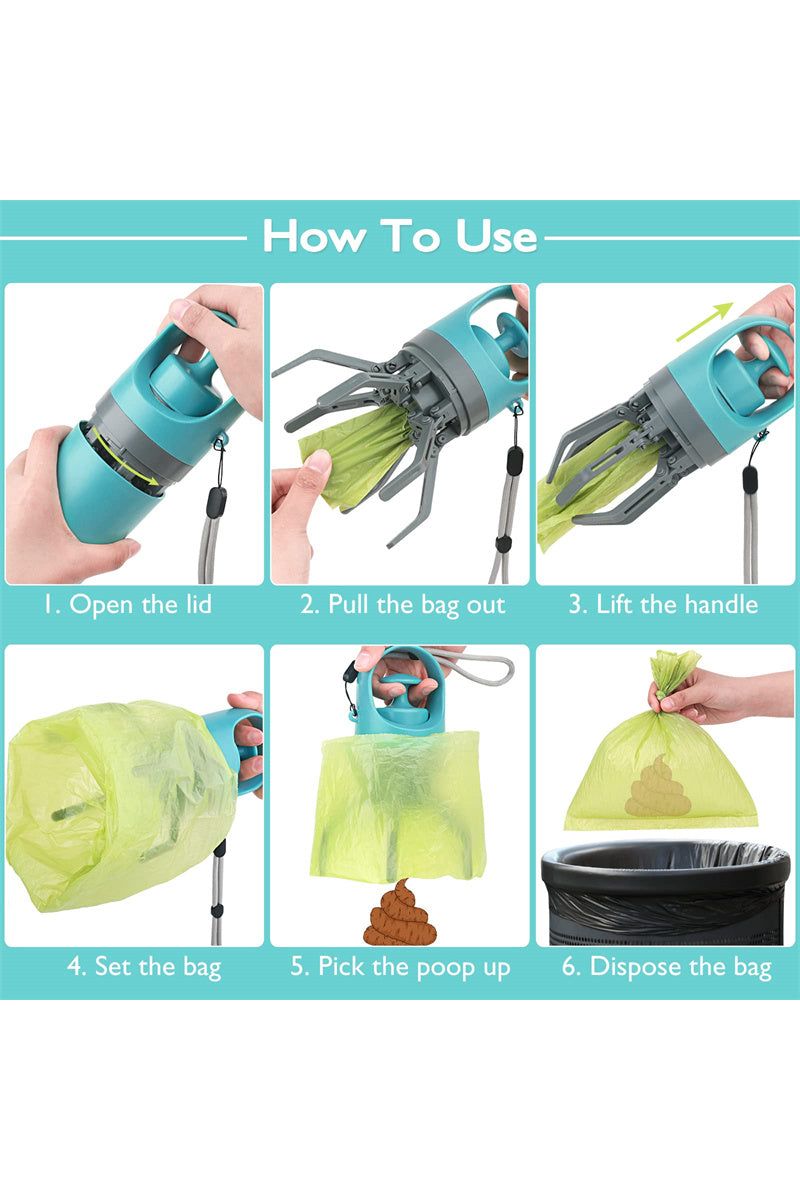 Portable Lightweight Dog Pooper Scooper With Built-in Poop Bag Dispenser Eight-c nicholesgifts