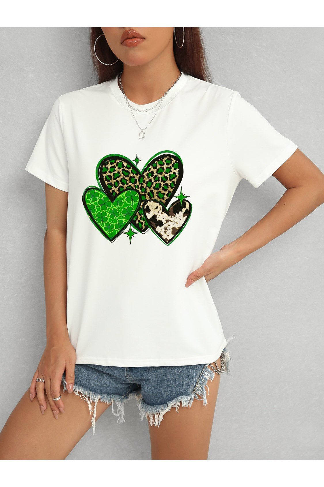 Heart Round Neck Short Sleeve T-Shirt NicholesGifts