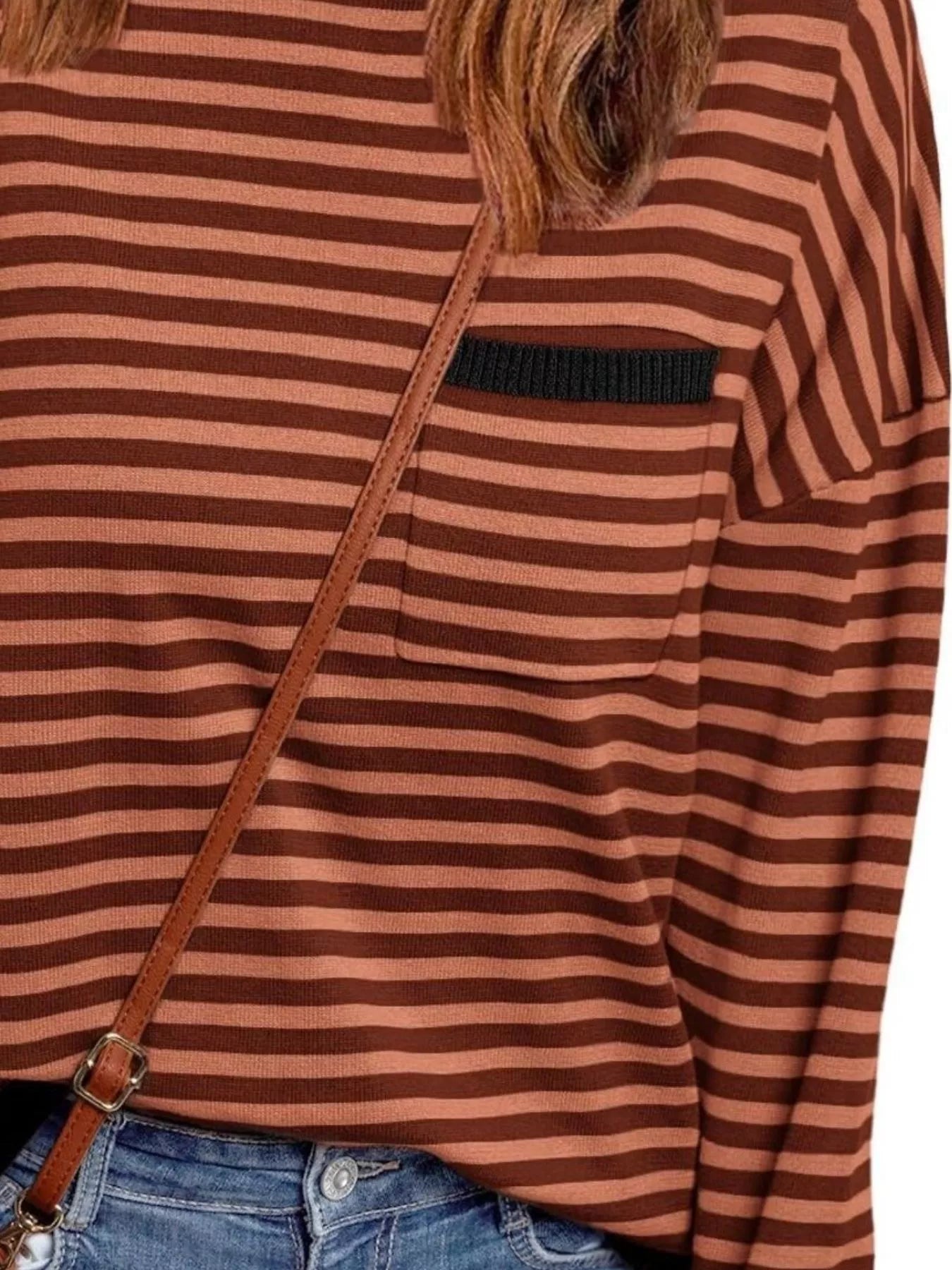 Striped Round Neck Long Sleeve Knit Top