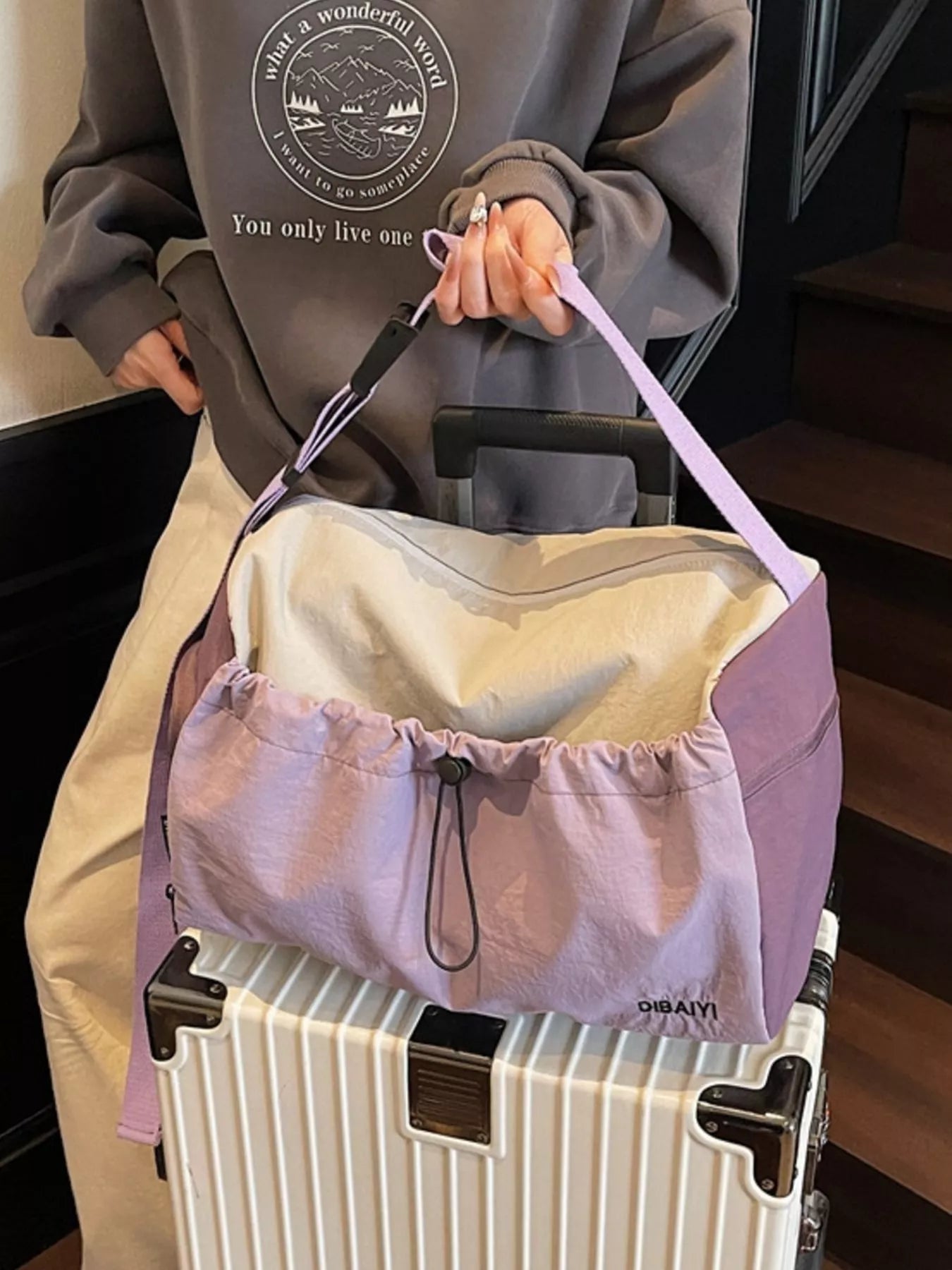 Lightweight Drawstring Closure Travel Bag nicholesgifts