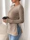 Side Slit Striped Long Sleeve T-Shirt nicholesgifts