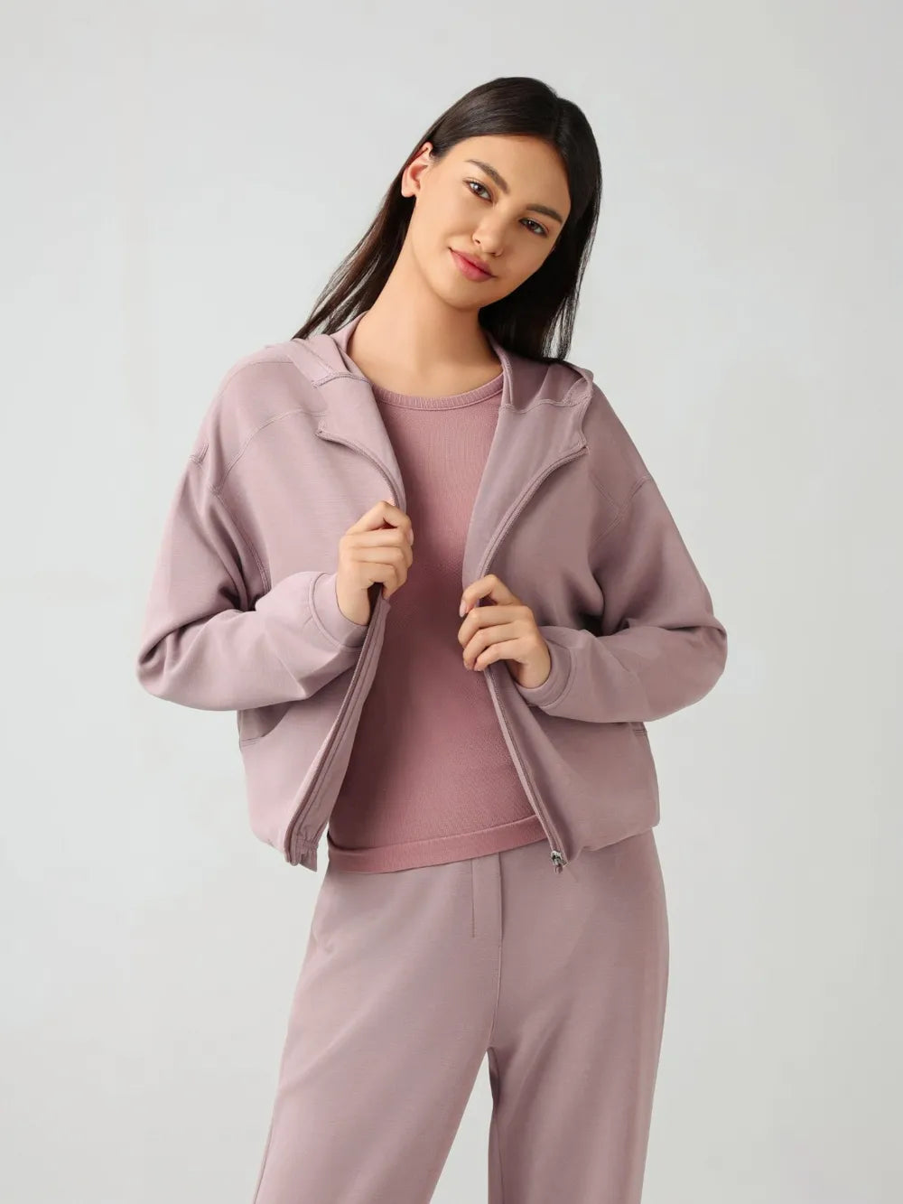 Millennia Zip Up Dropped Shouder Active Hooded nicholesgifts