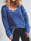 Notched Dropped Shoulder Long Sleeve Sweater nicholesgifts