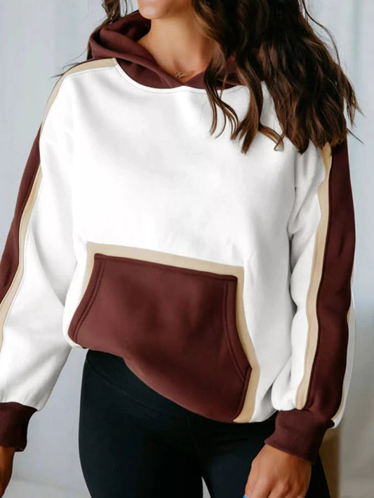 Color Block Patchwork Hooded Sweatshirt nicholesgifts