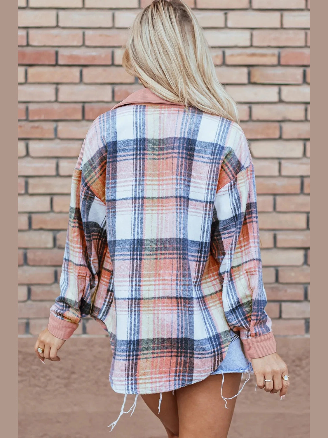 Plaid Button Up Long Sleeve Shacket nicholesgifts