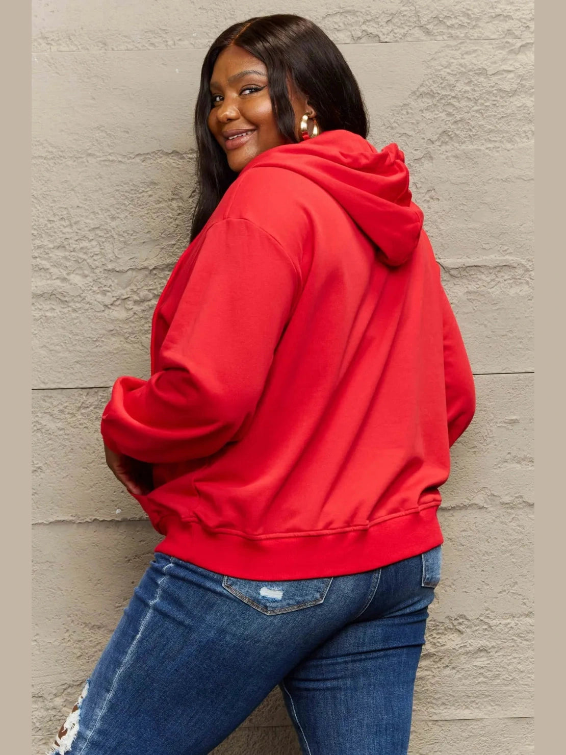 Full Size Zip Up Long Sleeve Hooded Jacket
