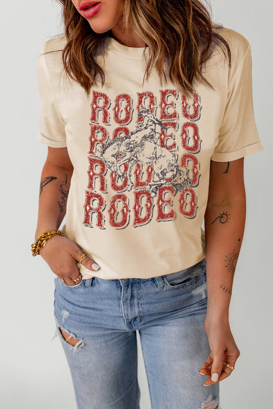 Letter Graphic Cuffed Tee Shirt nicholesgifts