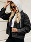 Drawstring Hooded Button Up Denim Jacket nicholesgifts