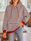 Lovelet Drawstring Striped Long Sleeve Hoodie Trendsi