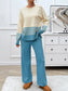 Devine Slit Striped Round Neck Top and Pants Sweater Set nicholesgifts
