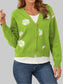 Women Flower Button Front Dropped Shoulder Cardigan nicholesgifts