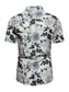 Men's Plus Size Floral Print Short Sleeve Button Down Shirt nicholesgifts
