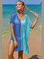 Double Take Openwork Contrast Slit Knit Cover Up nicholesgifts