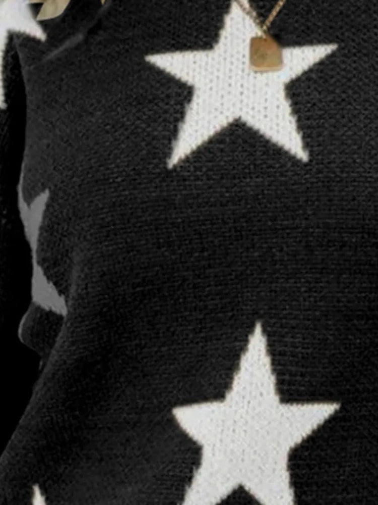 Star Pattern Round Neck Sweater Trendsi