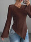 Cowl Neck Ribbed Knit T-Shirt nicholesgifts