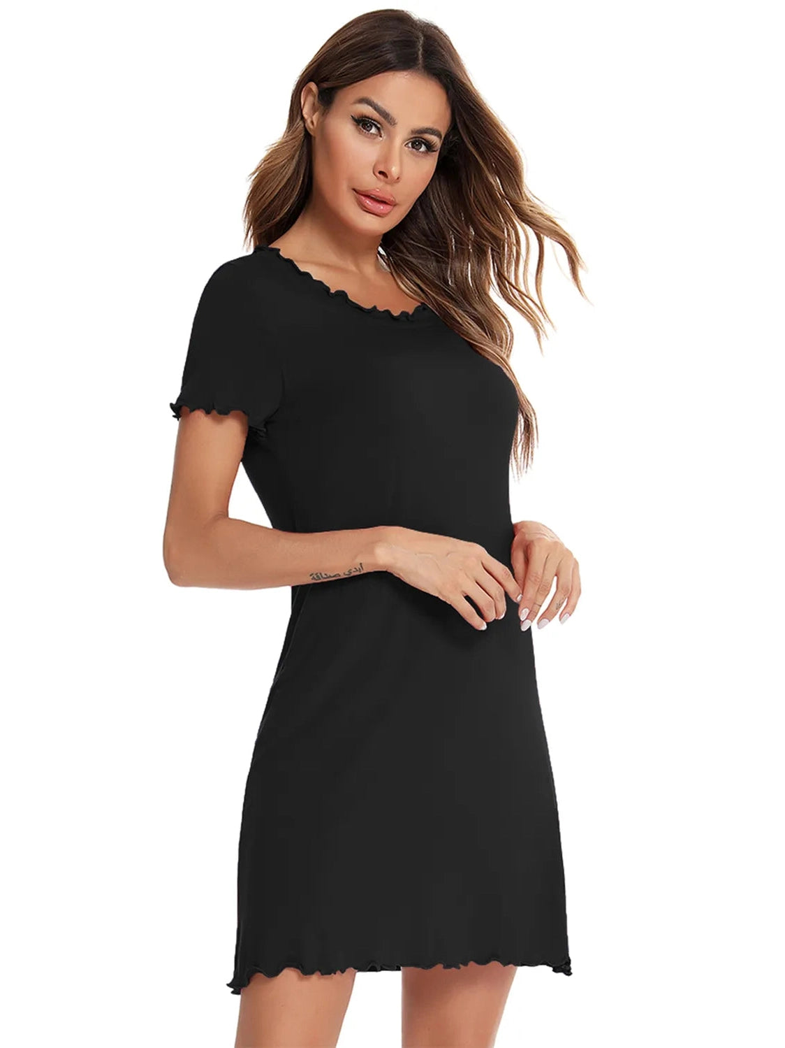 Round Neck Short Sleeve Lounge Dress nicholesgifts