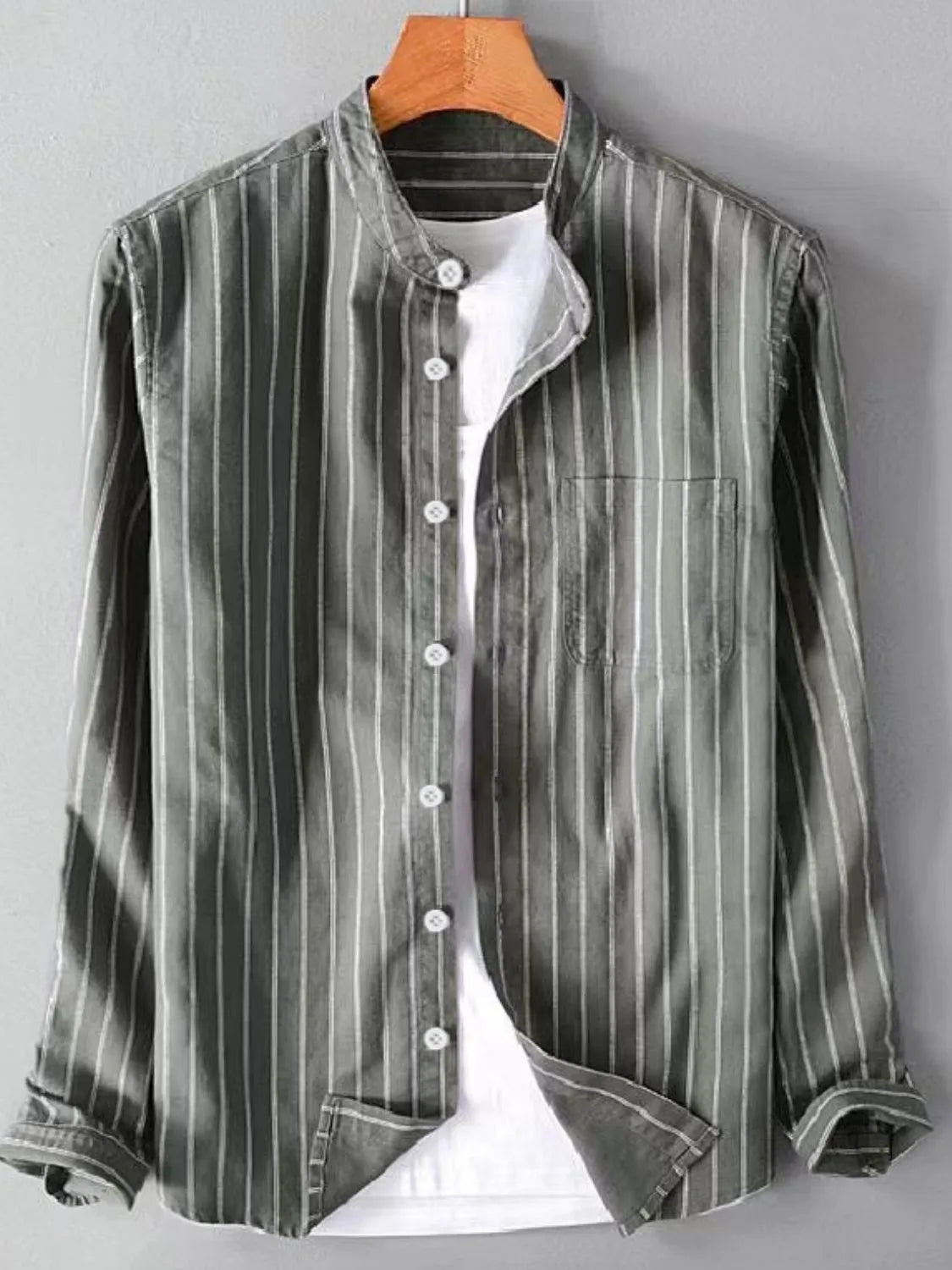 Men's Full Size Striped Button Up Long Sleeve Shirt Plus Size NicholesGifts