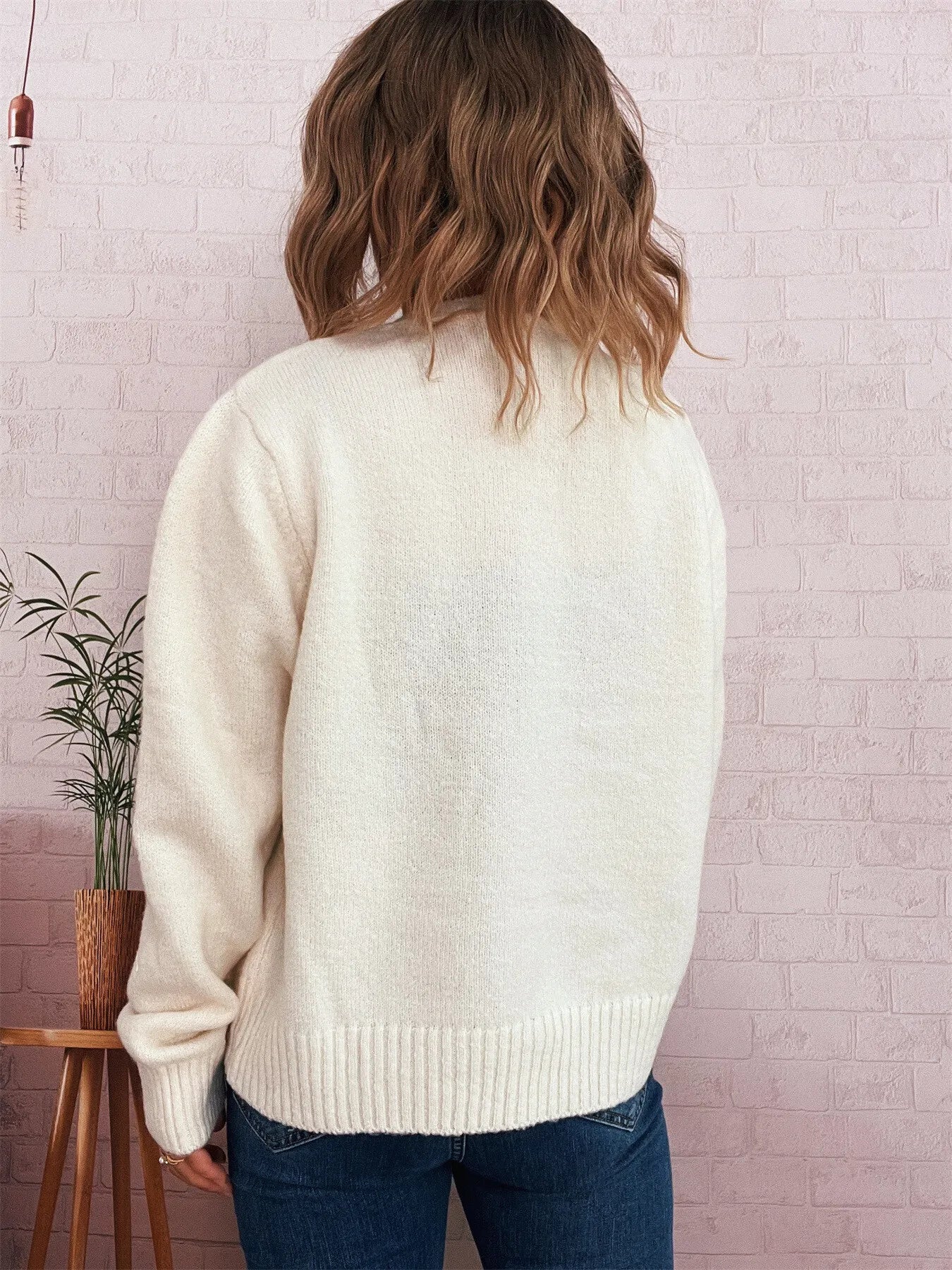 Strawberry Button Up Long Sleeve Cardigan Trendsi