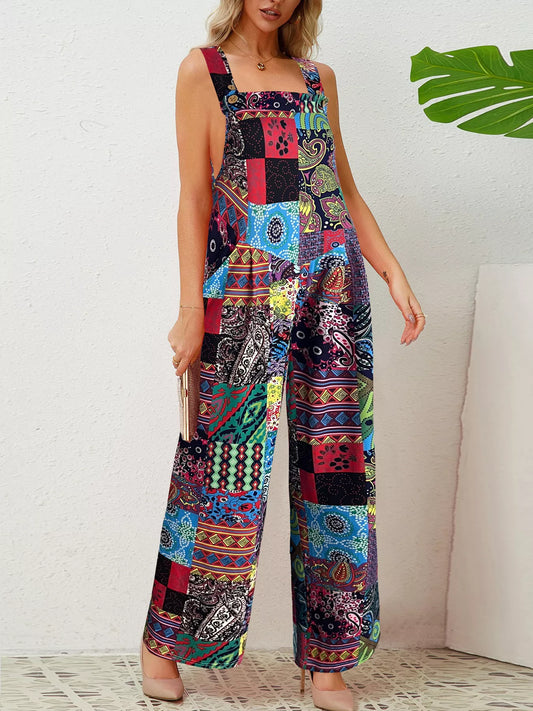 Plus Size Printed Wide Leg Jumpsuit nicholesgifts
