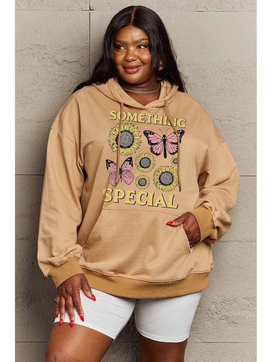 NicholesGifts Women Simply Love Full Size Something Special Graphic Mocha Colored Hoodie