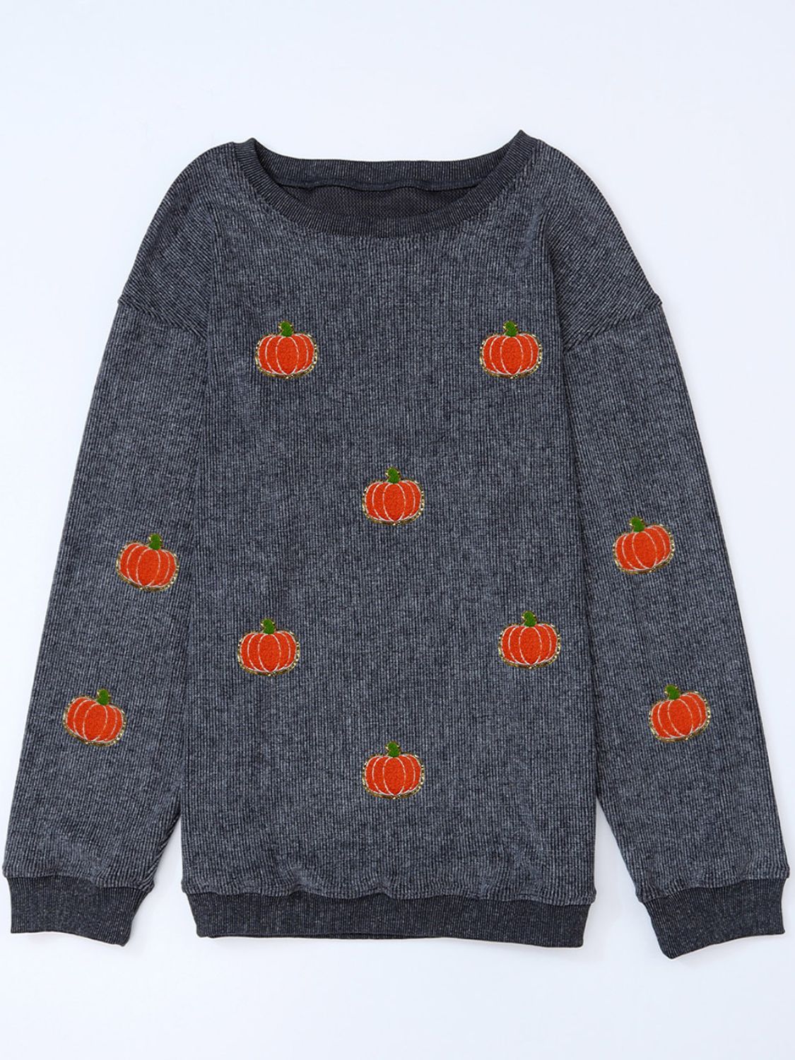 Pumpkin Round Neck Long Sleeve Sweatshirt NicholesGifts