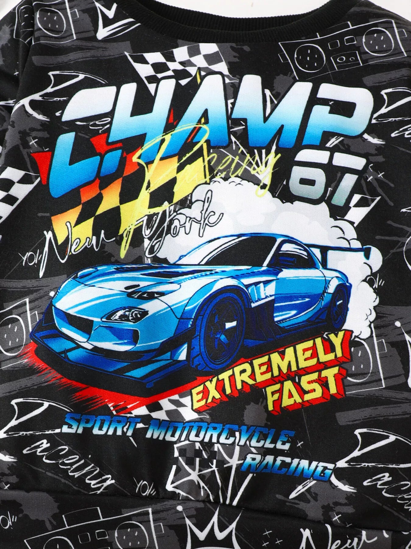 Boys and Toddler Boys Racing Car Print Long Sleeve Sweatshirt and Pants Set nicholesgifts