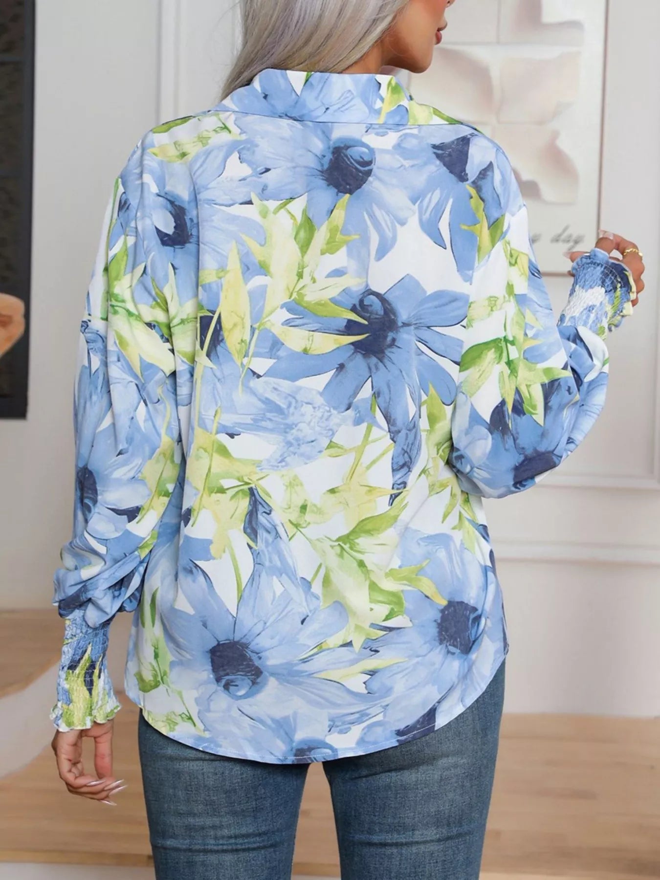 Printed Button Up Long Sleeve Shirt NicholesGifts