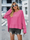 High-Low Slit Round Neck Long Sleeve Sweater nicholesgifts