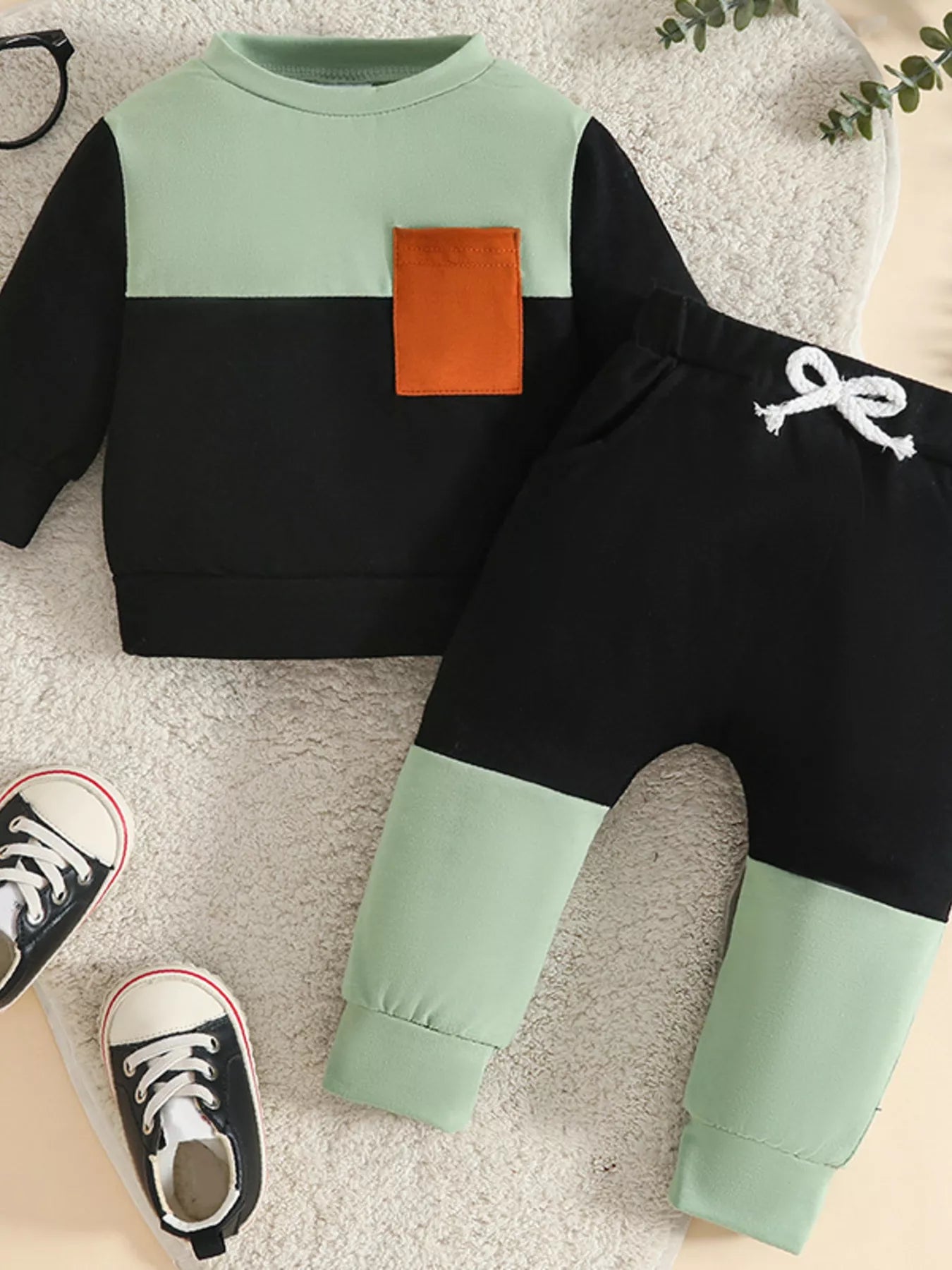 Children's Color Block Pocket Detail Top and Pants Outfit Set NicholesGifts
