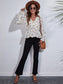 Floral V-Neck Balloon Sleeve Peplum Blouse nicholesgifts