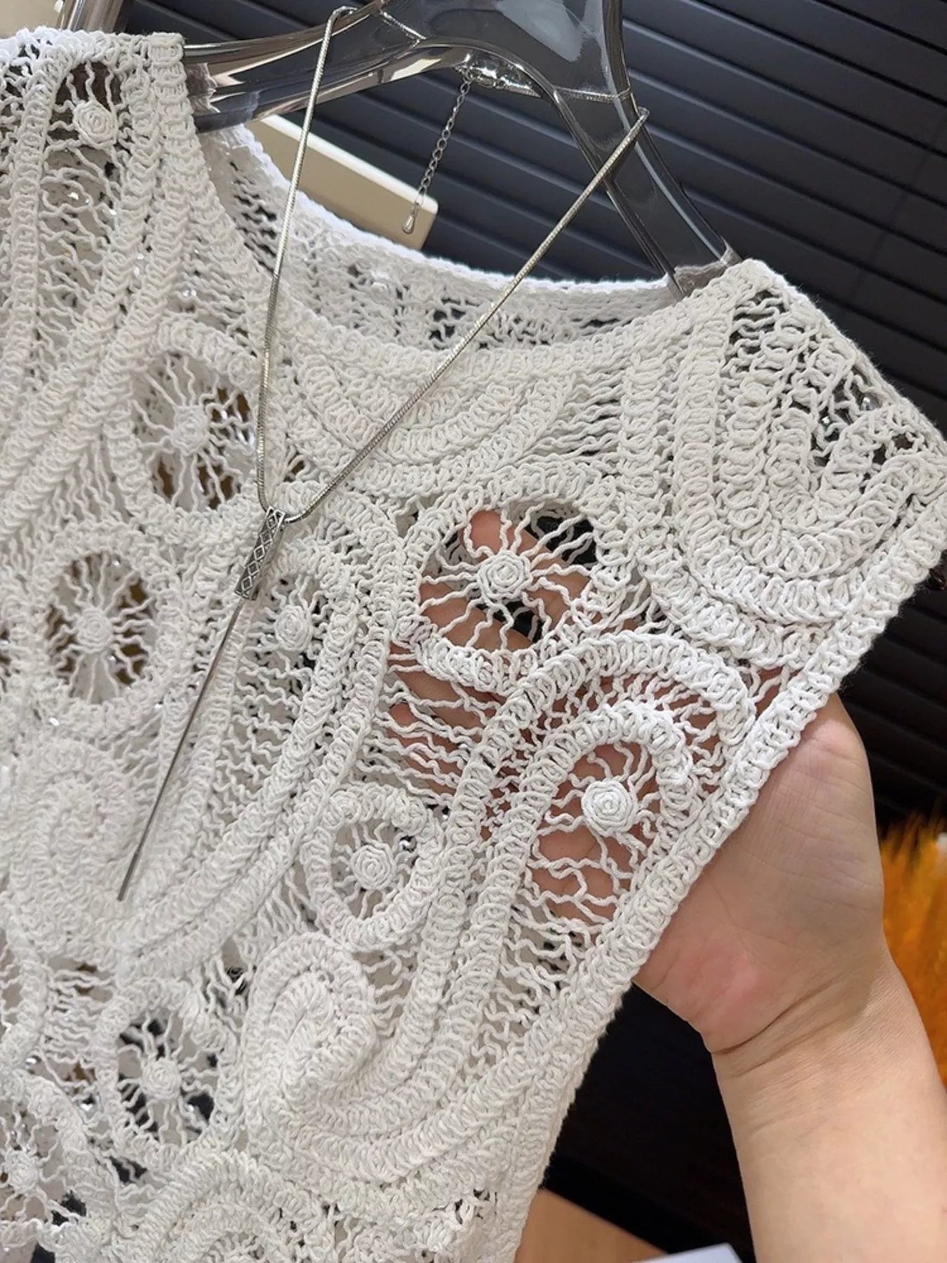 Crochet Sleeveless Tank and Skirt Set Trendsi