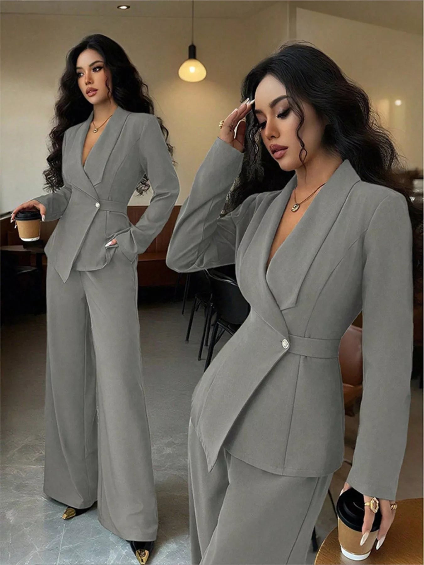 One Button Blazer and Pants Set nicholesgifts