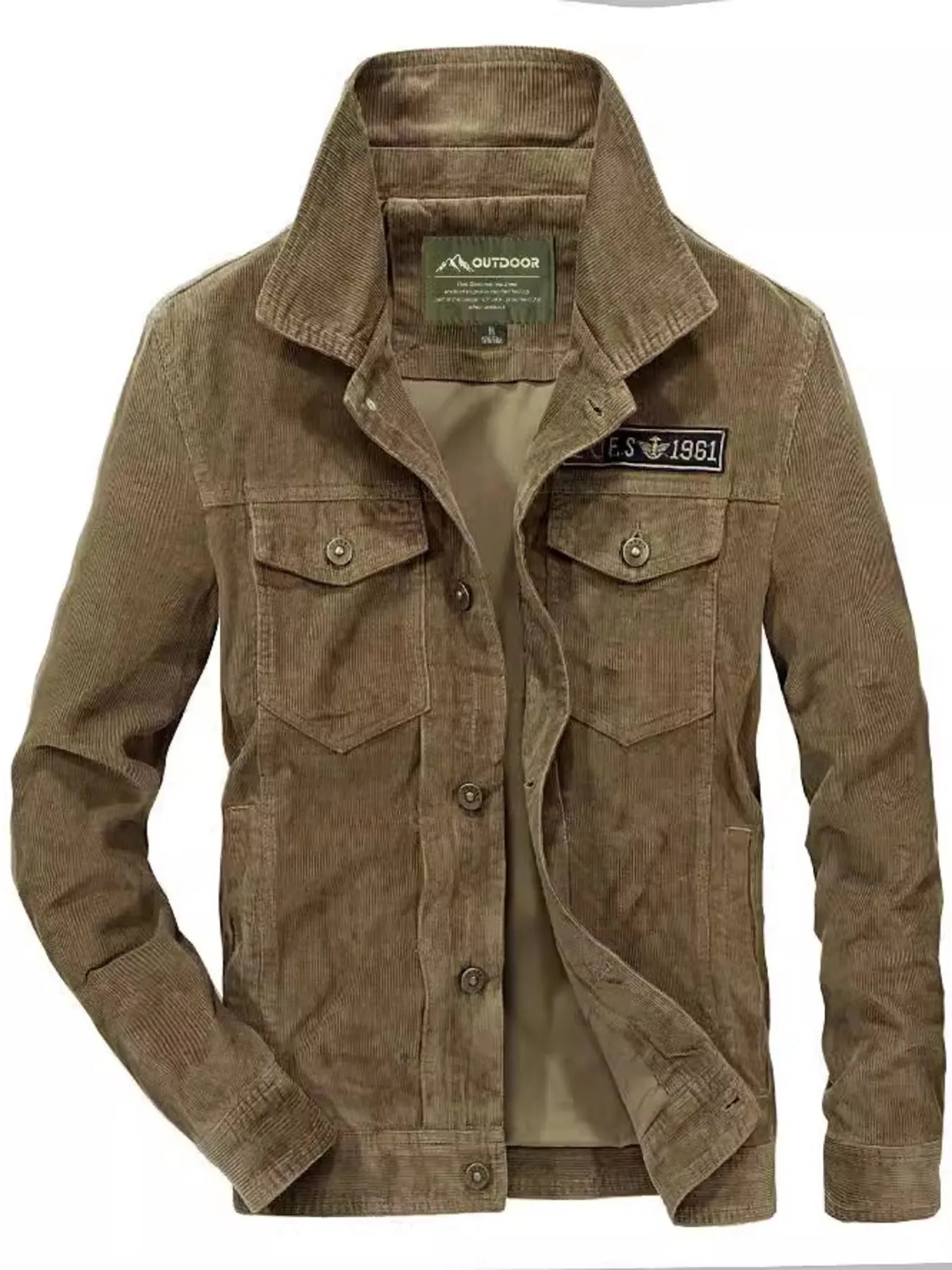 Men's Plus Size Button Up Long Sleeve Jacket