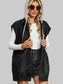 Removable Hood Button Up Cap Sleeve Denim Jacket nicholesgifts