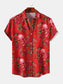 Men's Full Size Printed Short Sleeve Casual Shirt Plus Size nicholesgifts
