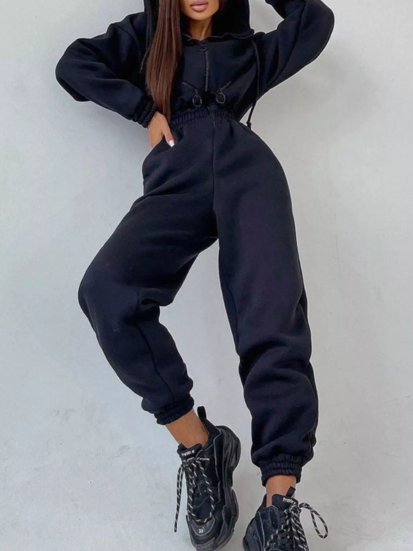 Hooded Zip-Up Long Sleeve Jumpsuit nicholesgifts