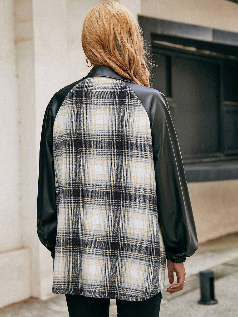 Ivy Lane Plaid Button Down Raglan Sleeve Jacket nicholesgifts