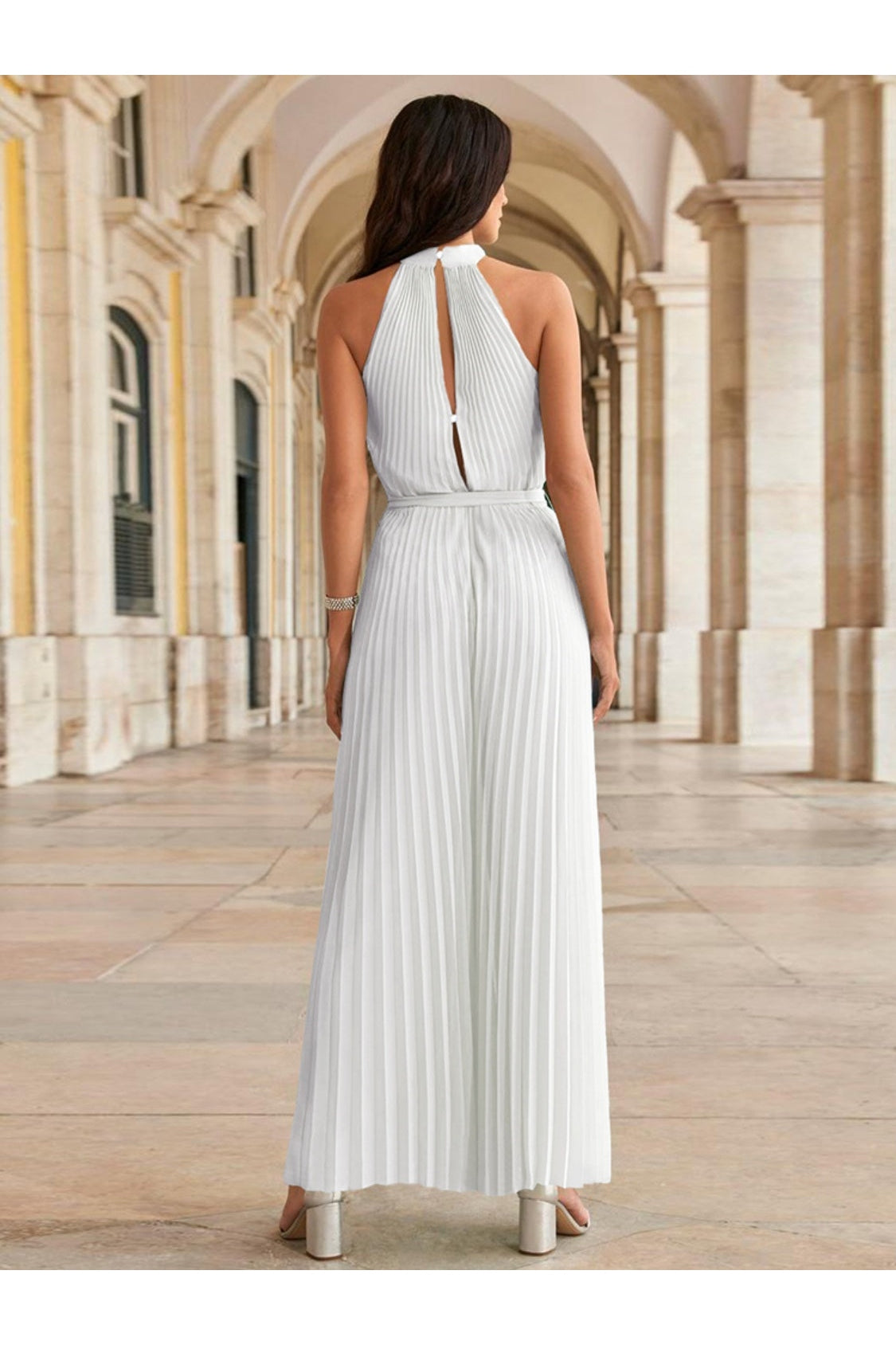 Cutout Tied Pleated Sleeveless Jumpsuit nicholesgifts