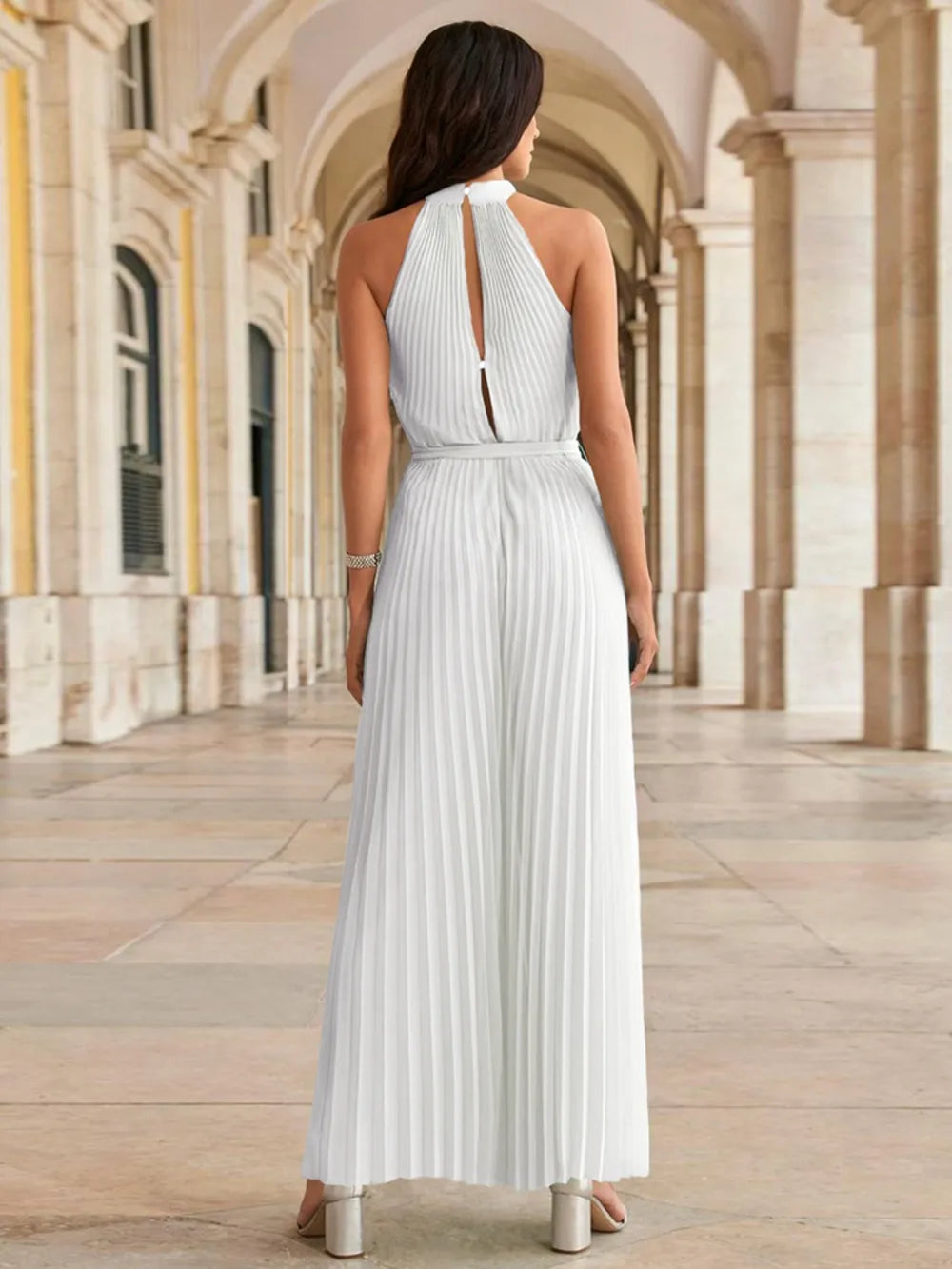 Cutout Tied Pleated Sleeveless Jumpsuit nicholesgifts