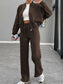 Baseball Collar Zip Up Outerwear and Drawstring Pants Set nicholesgifts