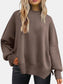 Round Neck Drop Shoulder Slit Sweater nicholesgifts