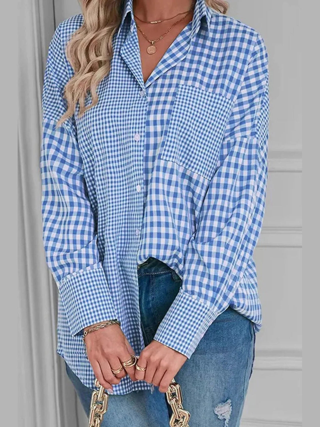 Plaid Button Up Long Sleeve Shirt Trendsi