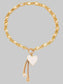 Women 18K Gold-Plated Pearl Heart Necklace nicholesgifts