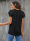 Swiss Dot Notched Flutter Sleeve Blouse nicholesgifts