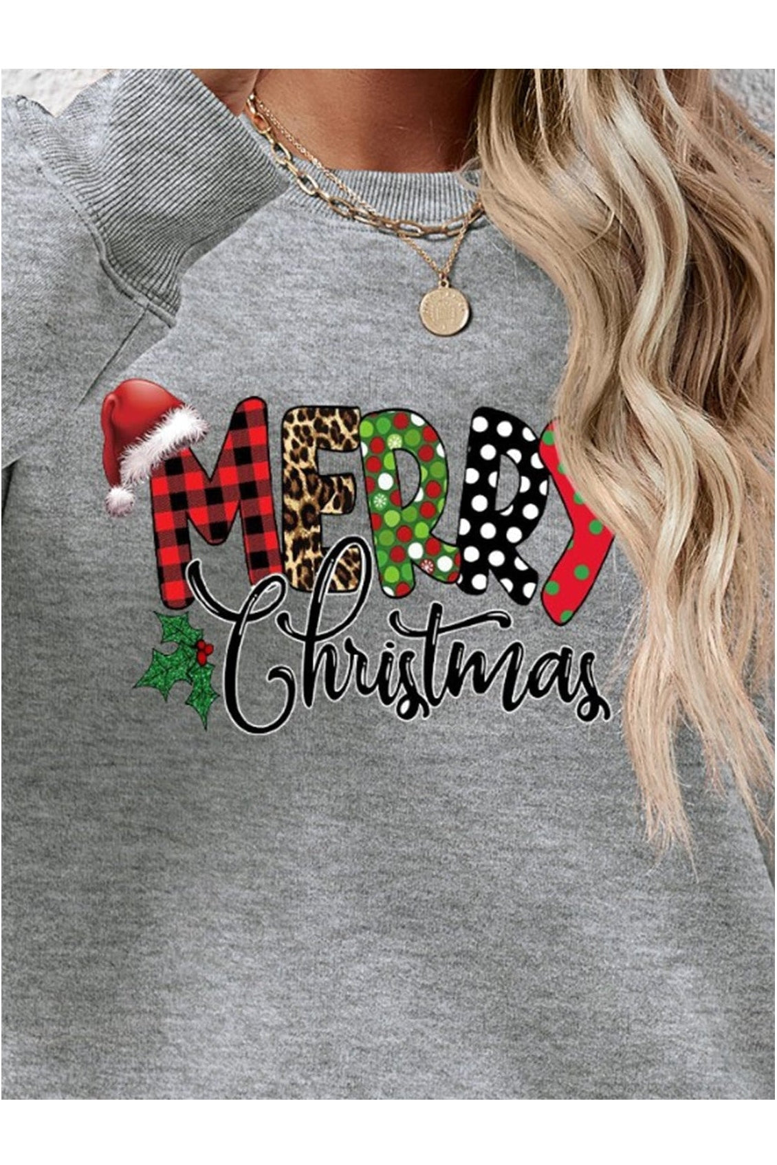 MERRY CHRISTMAS Round Neck Dropped Shoulder Sweatshirt nicholesgifts