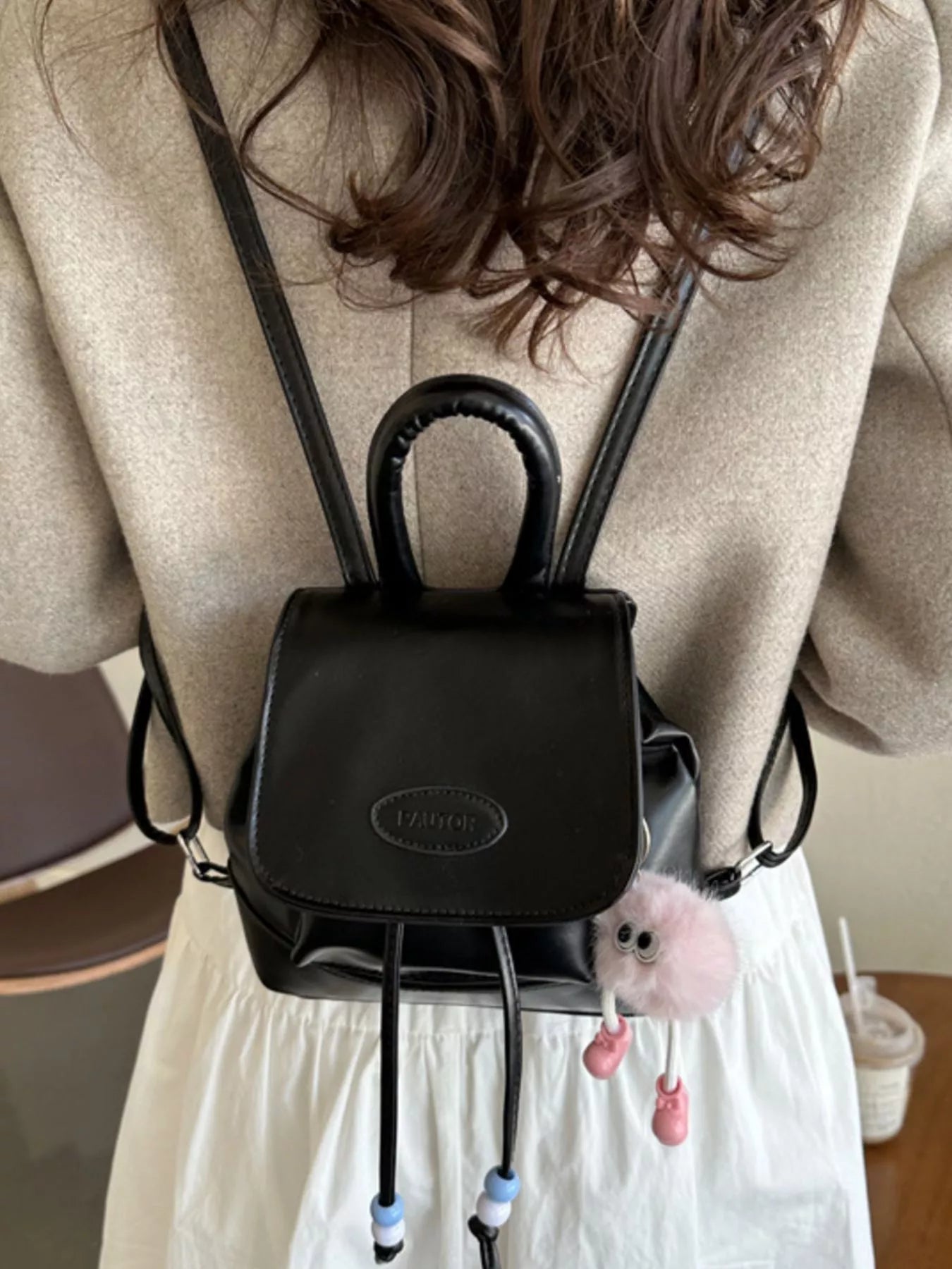 Mini Leather Drawstring Backpack Bag nicholesgifts